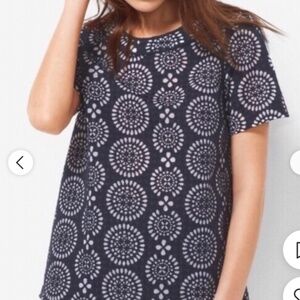 Michael Kors Navy/White Eyelet Top Blouse Shirt Size XS